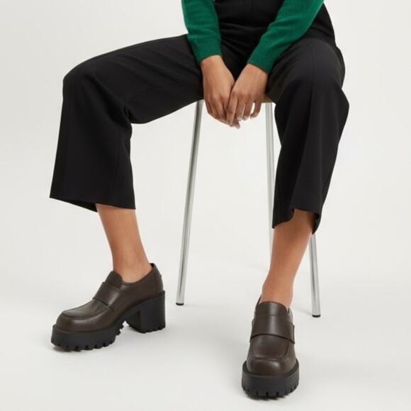 Vintage Lower East Side Brown Chunky Platform Loafers – Size 5.5 – Faux Leather - Picture 1 of 11